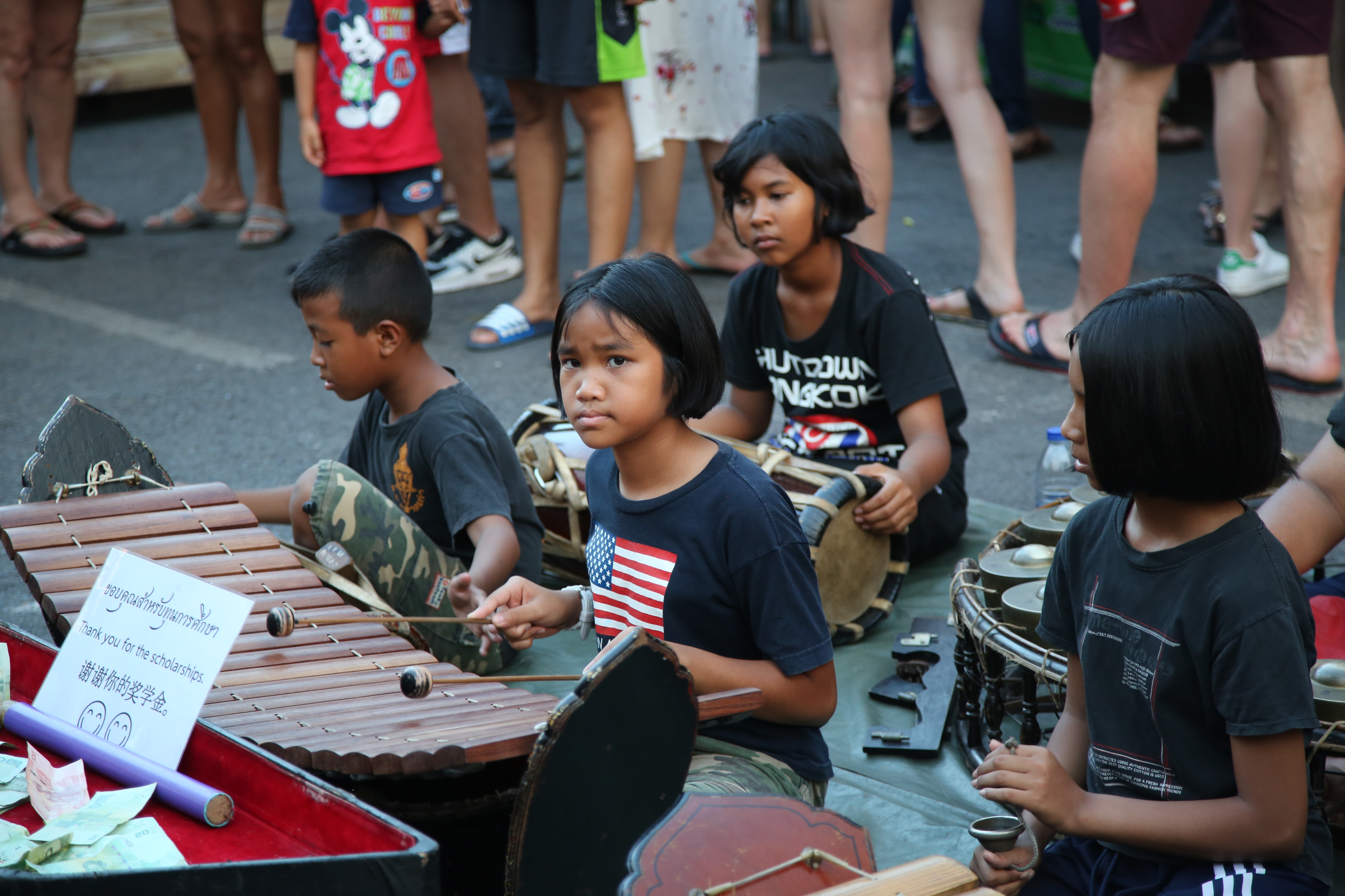 Children performing in the Krabi Town Weekend Market