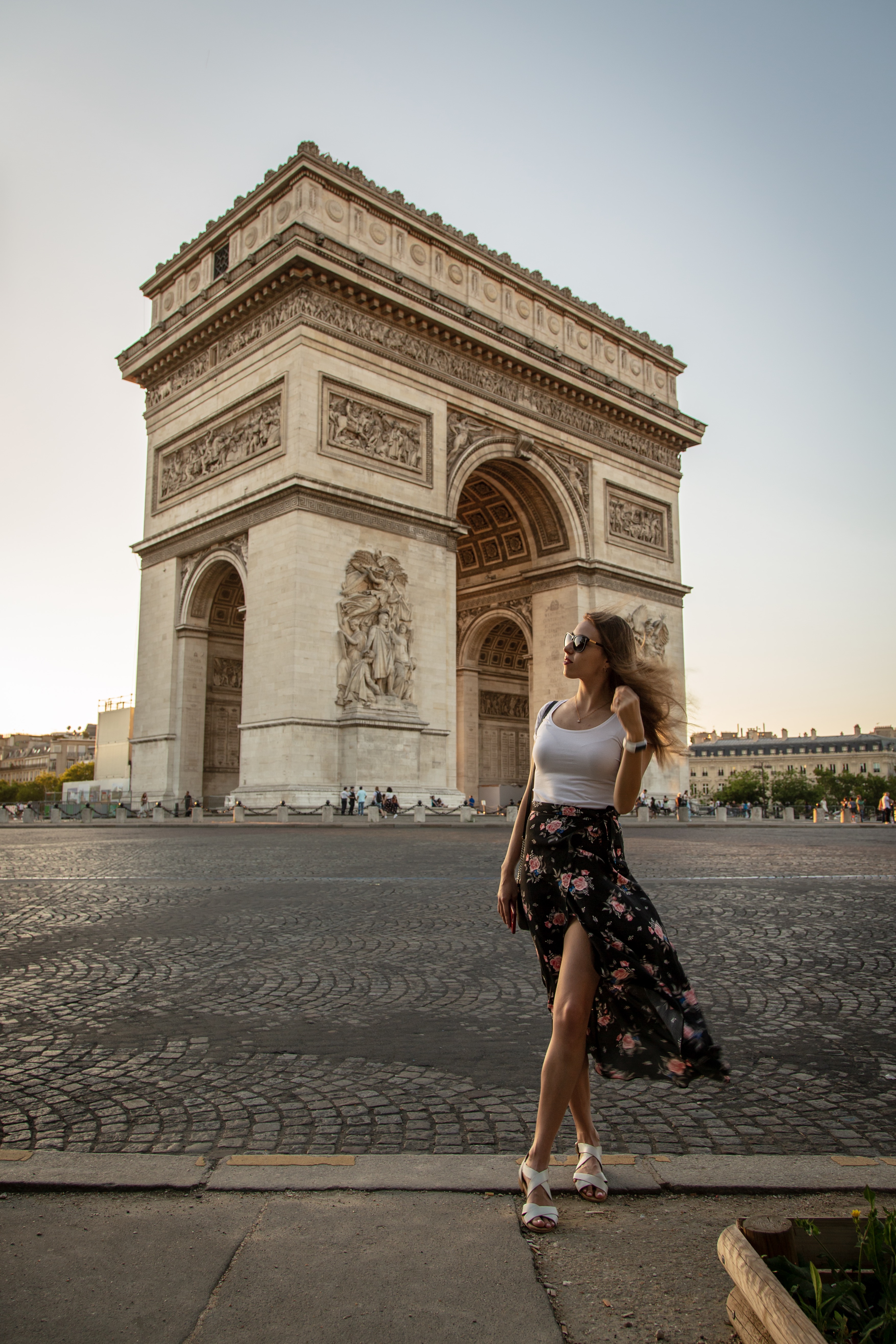 Posing in front of Arc de Triomphe